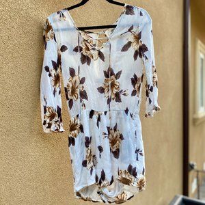 O'Neill Floral 3/4 Sleeve Romper wMedium